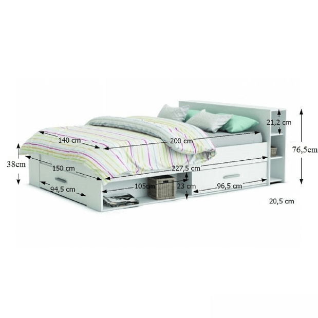 Pat matrimonial 140 cm Atau 159574 Alb