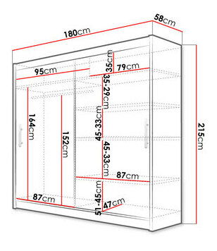 Dulap cu usi glisante Lena I 180 (stejar sonoma) (fara iluminare)