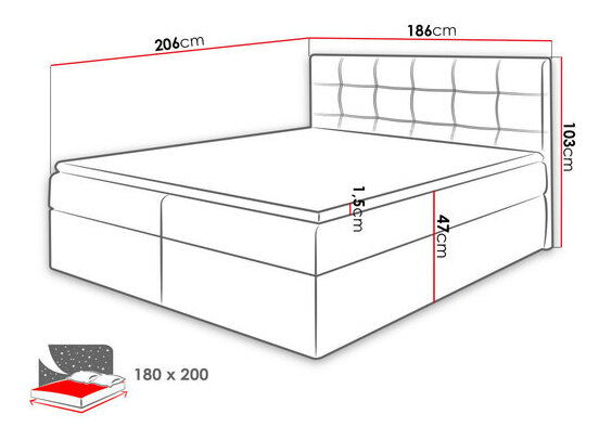 Kontinentálna posteľ 180x200 cm Hannah (biela) *výpredaj