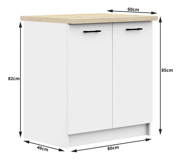 Dolná kuchynská skrinka Ozara S80 2D (biela)