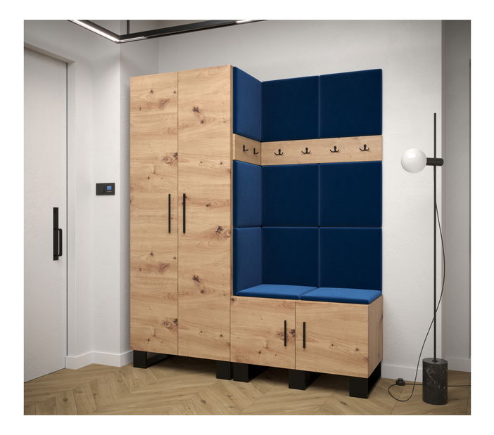 Set mobilier pentru hol Amanda 2 (Stejar artisan + Albastru)