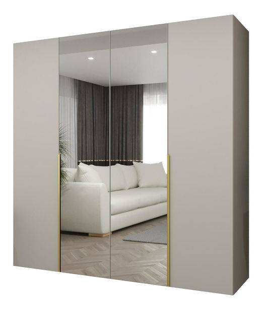 Dulap de haine 200 cm Alice 2 (Cașmir + Auriu)