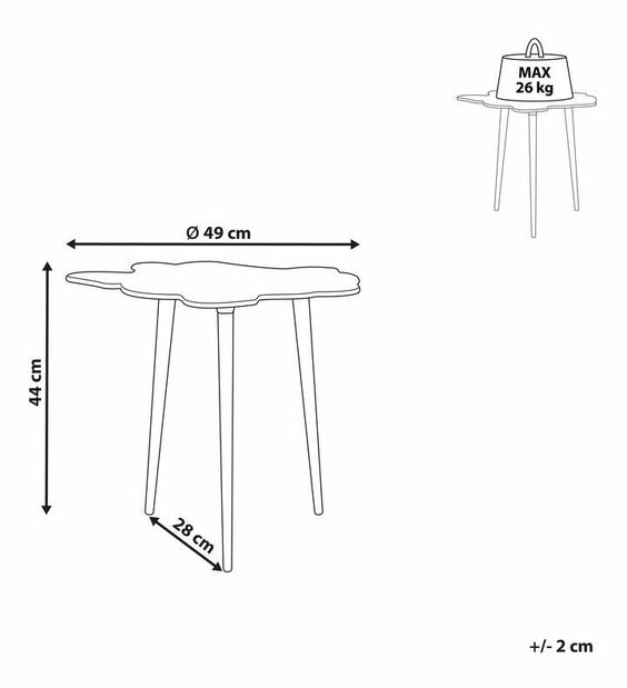 Măsuță laterală Mimza (auriu)