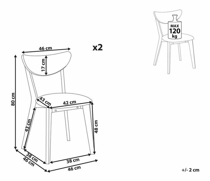 Set 2 ks jedálenských stoličiek Ejus (svetlé drevo)