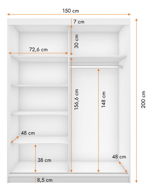 Ormar za garderobu Viola 06 (bijela + hrast sonoma)