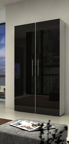 Dulap de haine Nivel (Alb + Negru lucios)