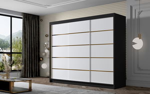 Šatníková skriňa s posuvnými dverami Amby VII (čierna + biela)