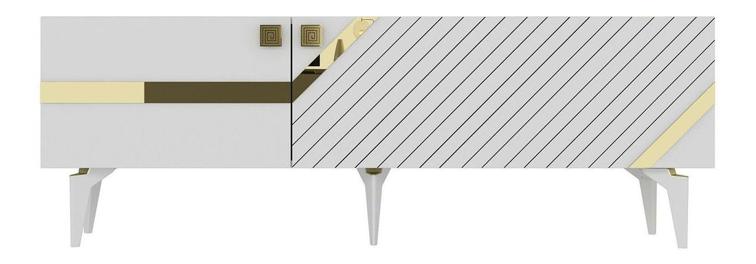 Masă TV/Dulap Tabivo (alb + auriu) 