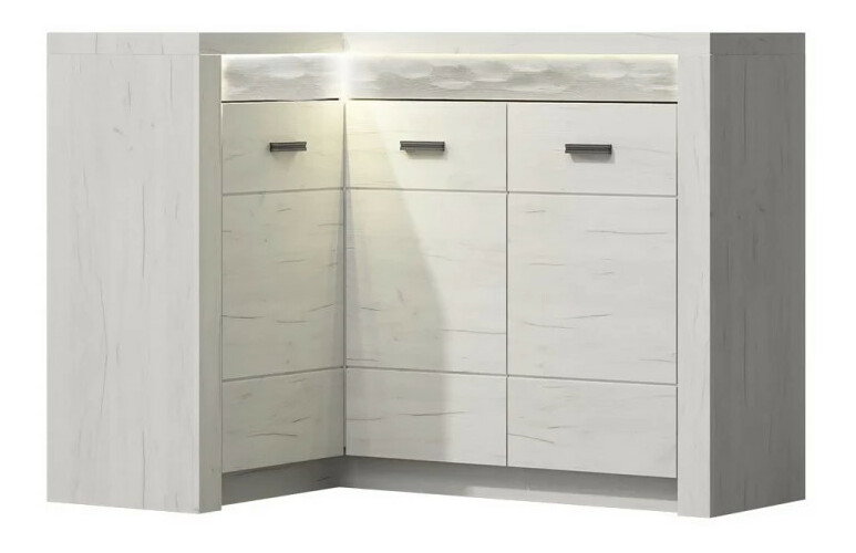 Rohová komoda Nadenas N15 O (dub craft biely) 