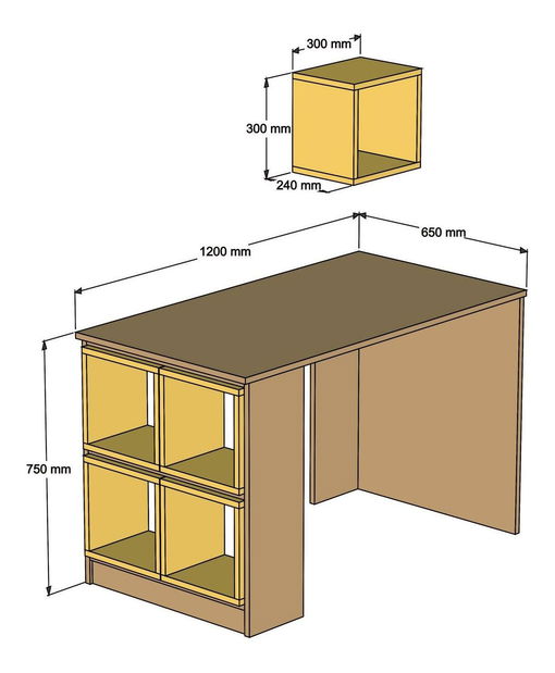PC asztal polccal Blanchet (fehér + kék)