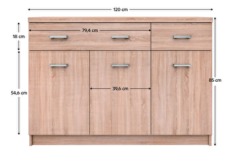 Komoda Topta Typ 23 3D2S (dub sonoma)