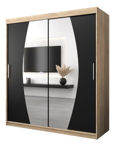 Ormar za garderobu 180 cm Eclipse (hrast sonoma + crna mat)