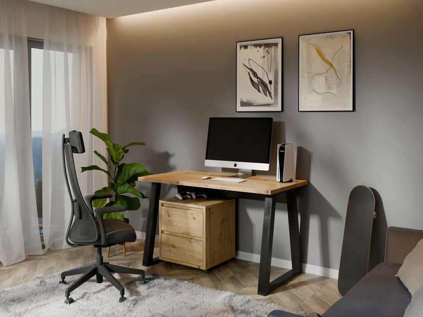 Masă PC Fentura (Stejar artisan + Negru)