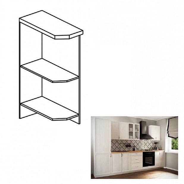 Alsó konyhai polc D25PZL Sillina (fehér)