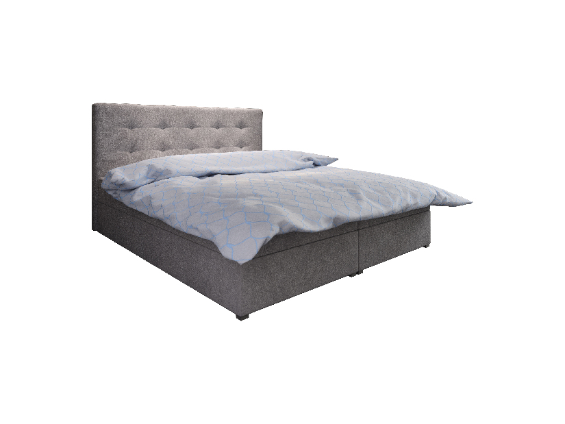 Pat matrimonial Boxspring 160 cm Fade 1 (gri) ( cu saltea și sp. depozitare)