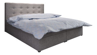 Pat matrimonial Boxspring 180 cm Fade 1 (gri) ( cu saltea și sp. depozitare)