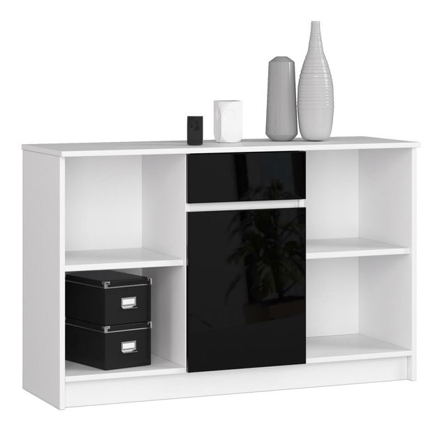 Komoda Briar (bijela + crni sjaj)