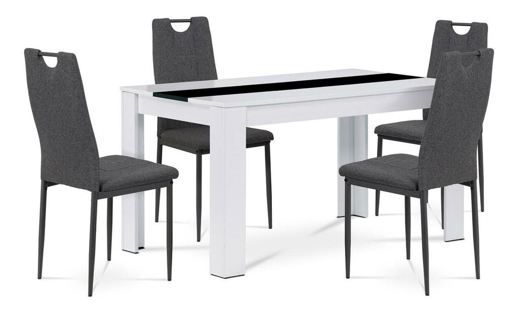 Set mobilier sufragerie Balzac (alb + gri) (pentru 4 persoane)