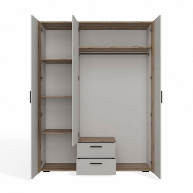 Šatníková skriňa Avala 1 (kašmír + dub evoke) (so zrkadlom)