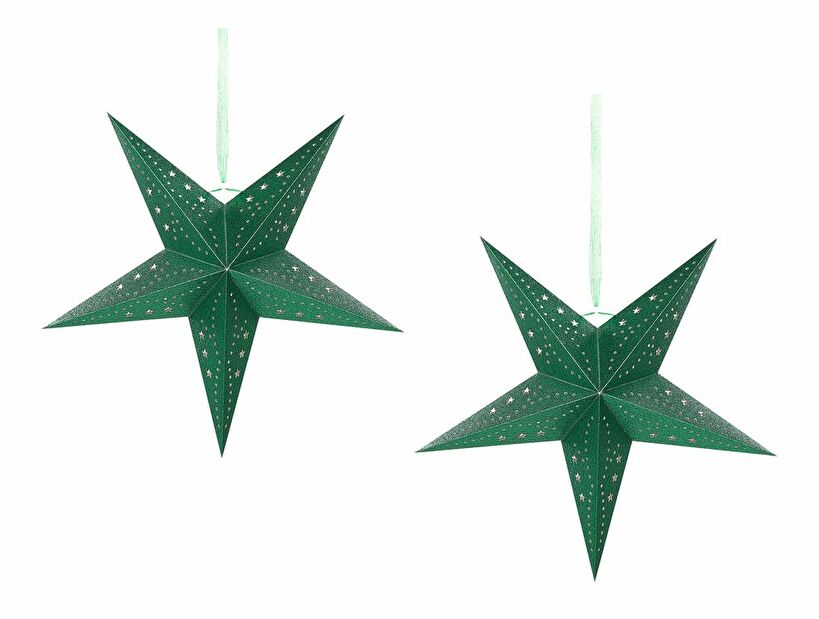 Set 2 viseće zvijezde 45 cm Monti (svjetlucava zelena)