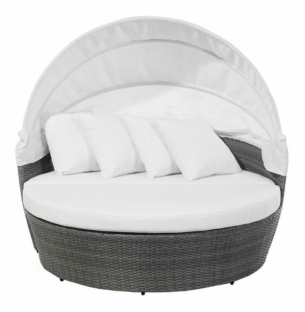 Kerti fotel árnyékoló kupolával LIS (polirattan) (szürke)