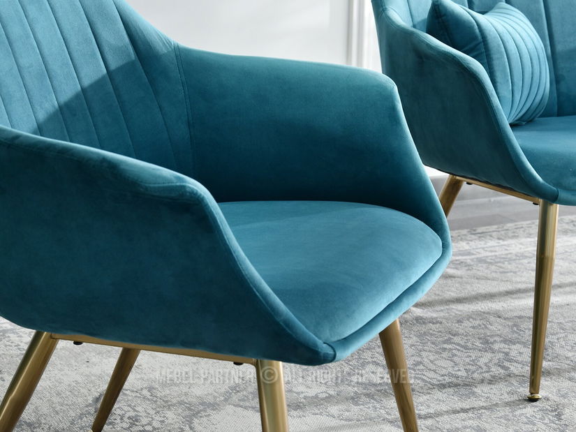 Kreslo Osmol F (tyrkysová + zlatá)