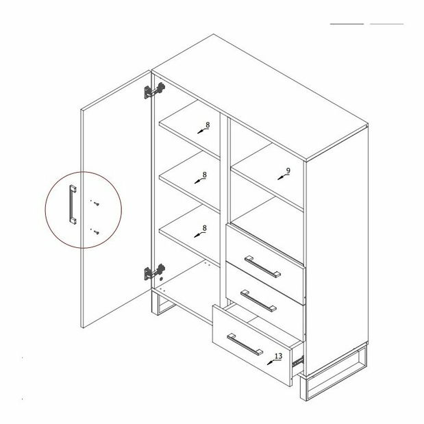 Comodă Filippa F4 (Stejar artisan + Negru)
