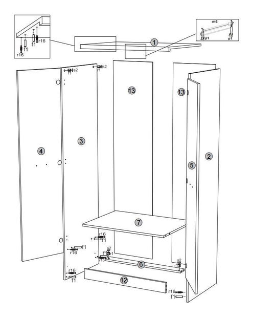 Dulap de haine Tianna (alb)