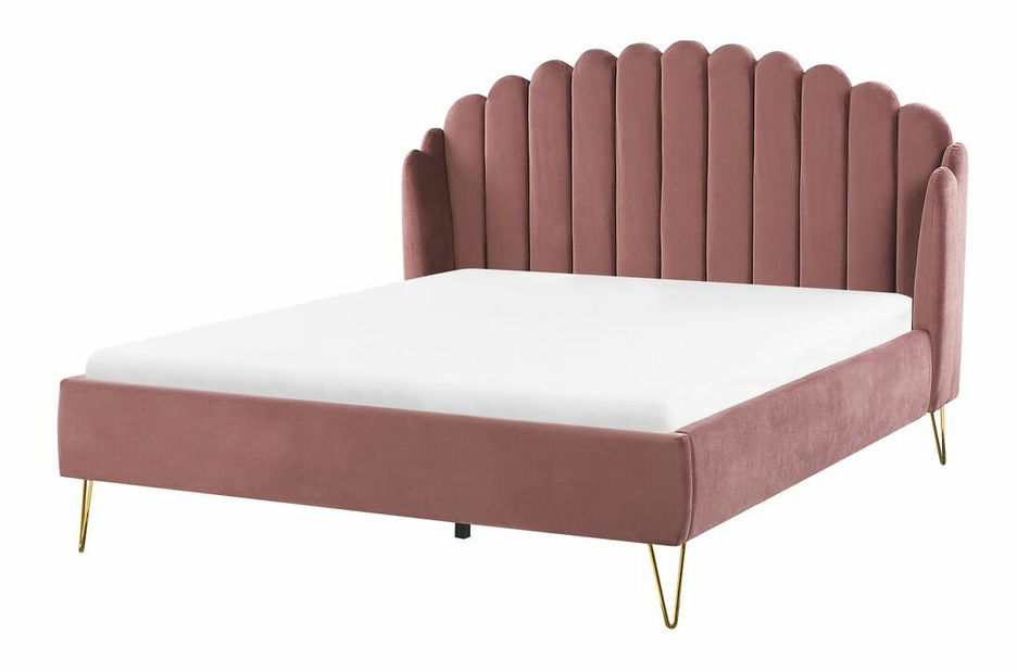 Pat matrimonial 160 cm Alise (roz) (cu somieră)