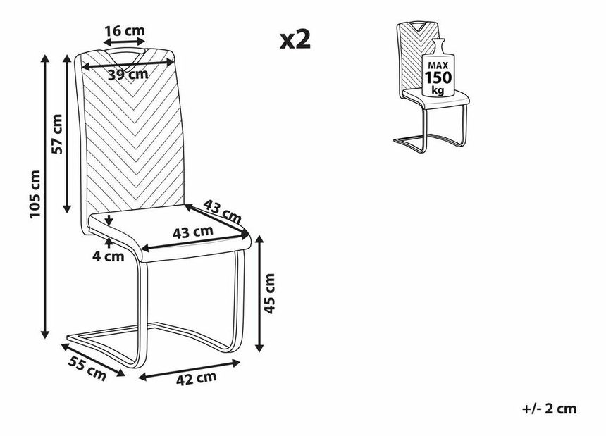 Set 2 ks. jedálenských stoličiek PINACCO (čierna)