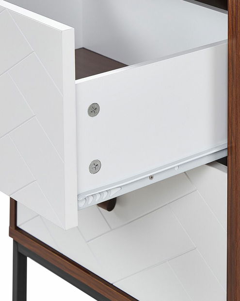 Noćni stolić NAVVEA (tamno drvo + bijela)