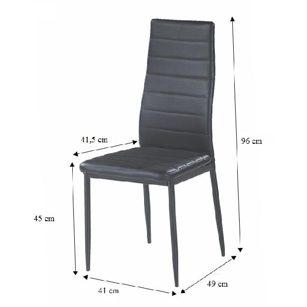 Scaun de sufragerie (4 buc.) Coleta nova (Negru Piele ecologică) (4 buc) *vânzare stoc