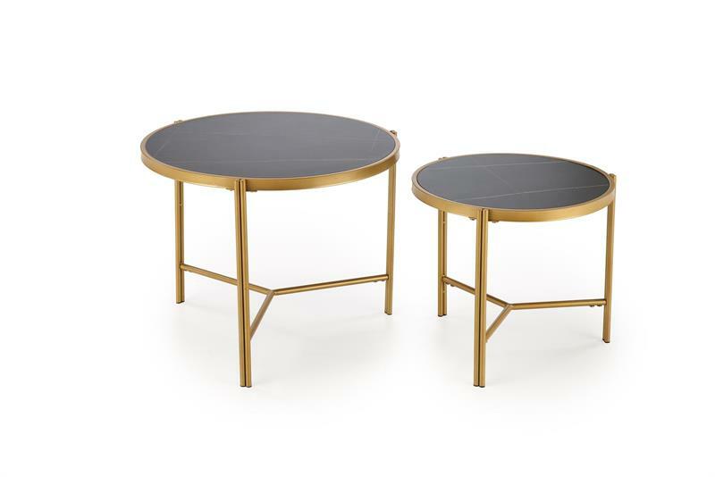 Set 2 ks. konferenčných stolíkov Fantoma (čierny mramor + zlatá)