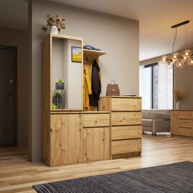 Predsieňová zostava Enteruno (dub artisan) (so zrkadlom)