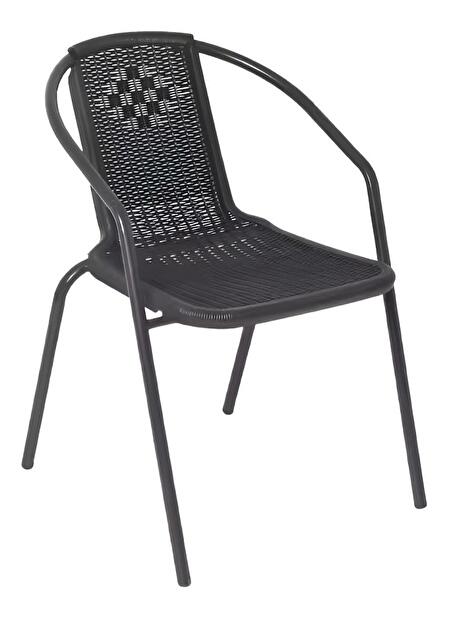 Záhradná stolička Fendy (čierna)oceľ + plast)