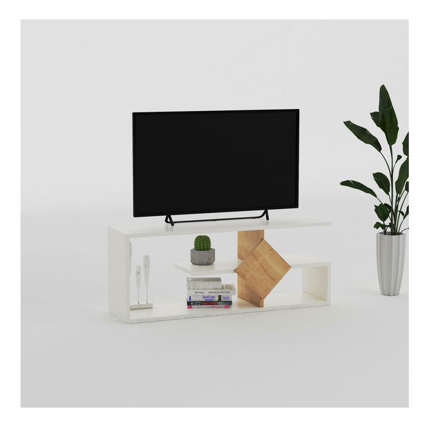 TV stolík Nanosa (biela + dub) 