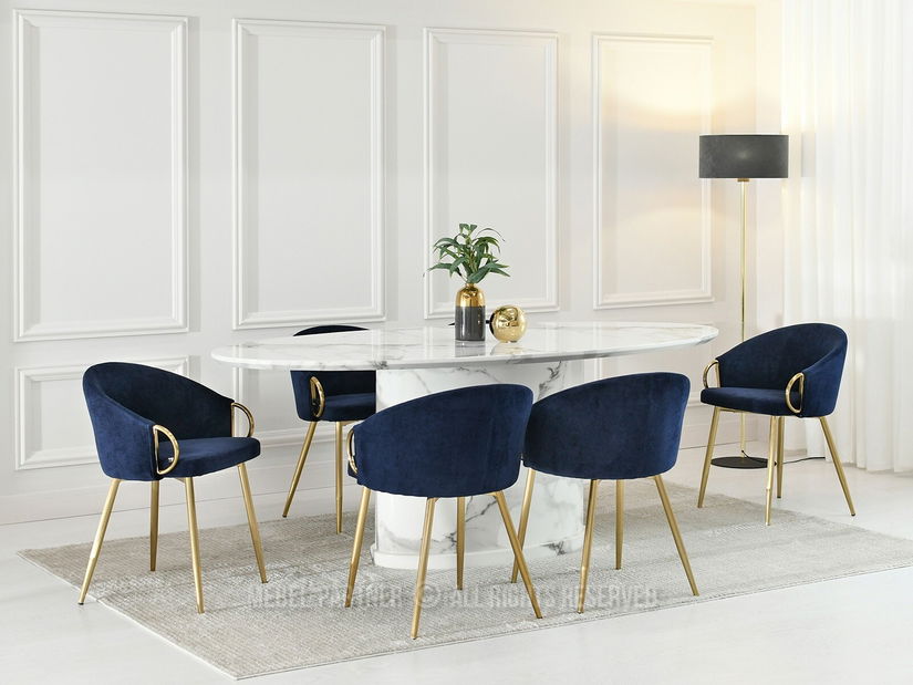 Stolička Carma K (námorícka modrá + zlatá)