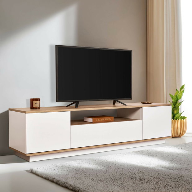 TV szekrény Verat (fehér + Cadiz tölgy)