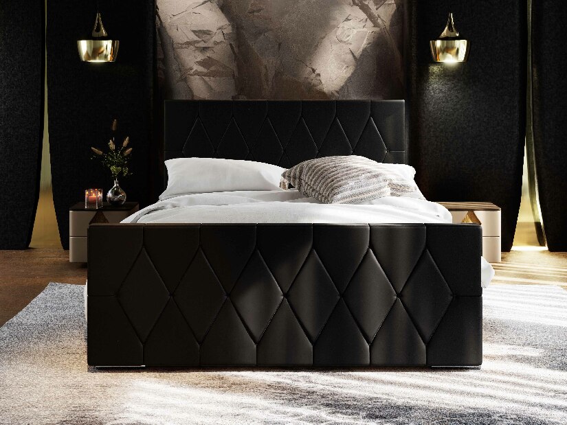 Manželská posteľ 160 cm Alex (čierna) (s roštom a úložným priestorom)