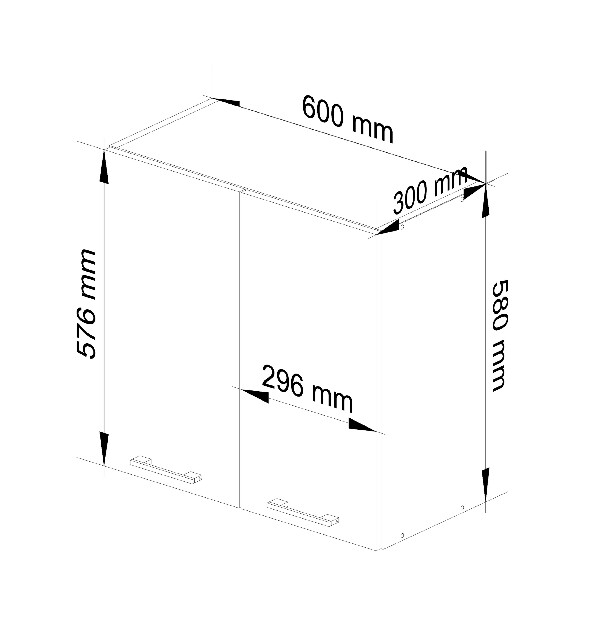 Gornji kuhinjski ormarić Ozara W60 H580 (bijela + beton)