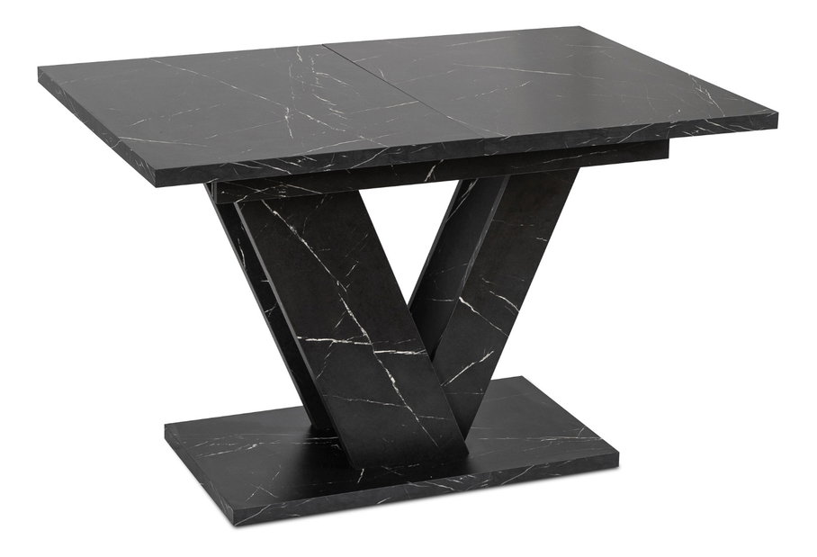 Masă sufragerie extensibilă Comentado (marmură negru + auriu) (pentru 4-6 persoane)