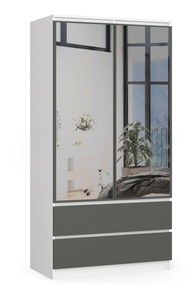 Dulap de haine Submarino (alb + grafit) (cu oglindă)