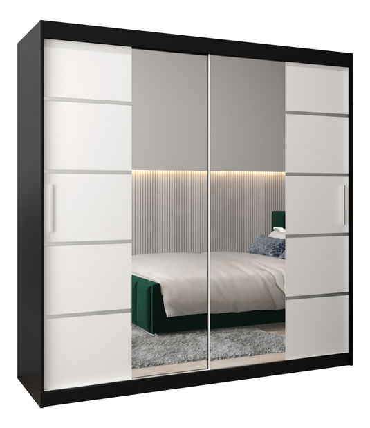 Šatníková skriňa 200 cm Verika 4 200 (čierna + biela)