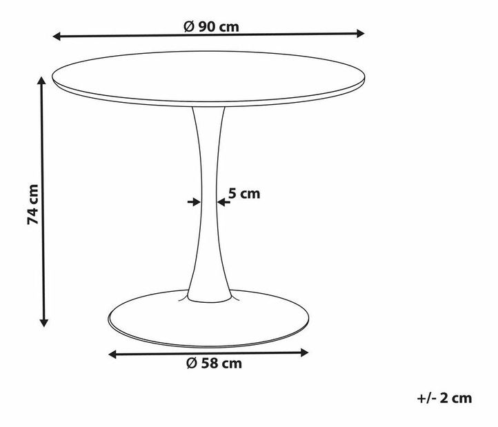 Masă de sufragerie rotundă Berylle (alb) (pentru 4 persoane)