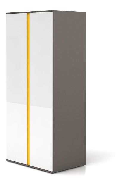 Šatníková skriňa BRW Graphic SZF2D lesk biely
