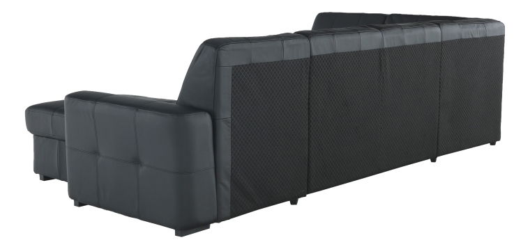 Kožená rohová sedačka U Thaldia (čierna) (L)