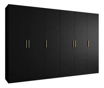 Ruhásszekrény 300 cm Borry 1 (fekete + arany)