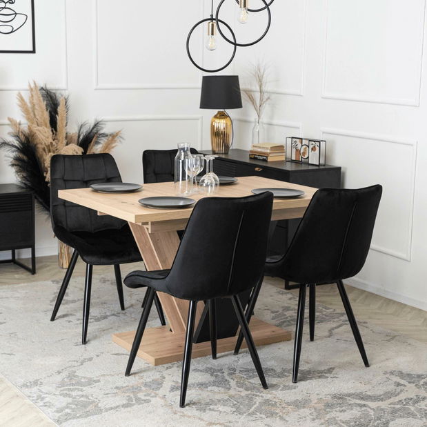 Blagovaonski set Chiapas (hrast artisan + crna) (za 4 osobe)