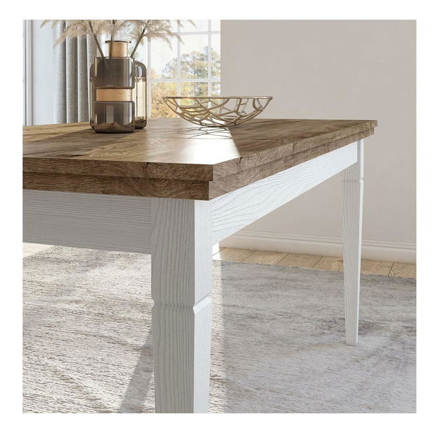 Jedálenský stôl Typ 92 (pre 6 až 6 osôb) (biela + jaseň + dub lefkas)