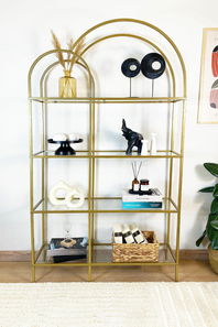 Regál Twinnis (zlatá + sklo)